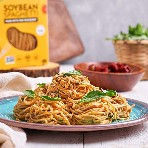 The Only Bean - Organic Soy Bean Spaghetti Pasta - High Protein, Keto Friendly, Gluten-Free, Vegan, Non-GMO, Kosher, Low Carb, Plant-Based Bean Noodles - 8 oz (1 Pack)