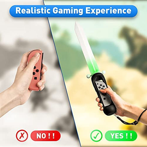 LED Sword for The Legend of Zelda: Skyward Sword HD Game Accessory, FANPL Lighted Game Sword Handle Grip for Switch & Switch OLED Right Joy Con Controller, Enhanced Zelda Gaming Experience (Black)