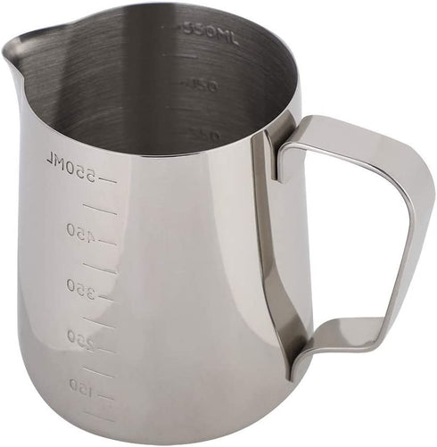 Stainless Steel Milk Frothing Pitcher Measuring Cup Coffee Jug Milk Frothing Pot Espresso Latte Pitcher(9.2x7.7x10.9cm)