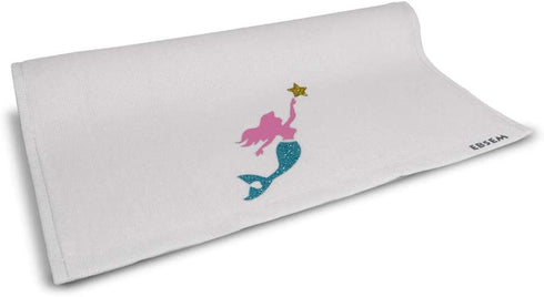 Ebsem Marine & Sea Life Hand Dish Towel 2 Pieces Set Premium Quality Turkish Towels Super Soft, Plush and Highly Absorbent Bath Hammam Gym Nautical Yacht Boat (White, Mermaid)