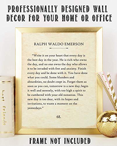 Ralph Waldo Emerson - Write It On Your Heart - 11x14 Unframed Typography Book Page Print - Great Motivational and Inspirational Gift and Decor Under $15