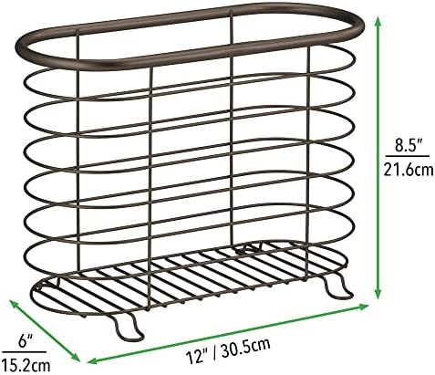mDesign Steel Magazine Holder Storage Organizer Bin - for Bathroom, Living Room, Home Office Organization - Holds Papers, Books, Files, Folders - Omni Collection - Bronze