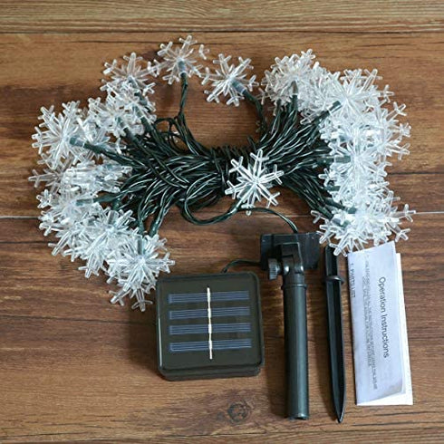 Homeleo Solar Powered Snowflake Lights, Outdoor Christmas Snowflake Decorations, Waterproof String Lights for Trees Ornaments Garden Patio Yard Pathway Decoration(Cold White,30 ft,50 LEDs)