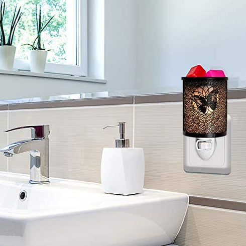 ASAWASA Metal Wall-Plug Wax Melt Warmer,Electric Wax Burner Melter Fragrance Warmer Night lamp,for Home Bedroom Kitchen Garage Gifts Décor Aromatherapy Spa 2.6"x2.6"x3.39"(Dream Butterfly)