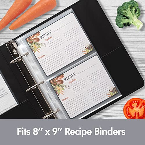 Samsill Clear 4x6 Recipe Card Protectors (25 Pack Mini Binder Sheets)