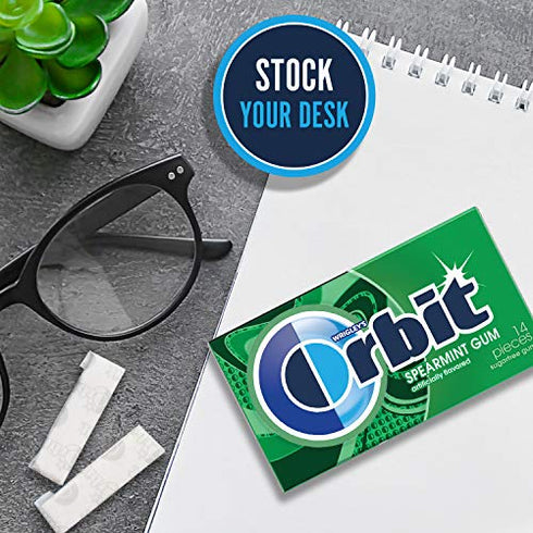 ORBIT Gum Spearmint Sugarfree Chewing Gum, 14 Pieces (Pack of 12)