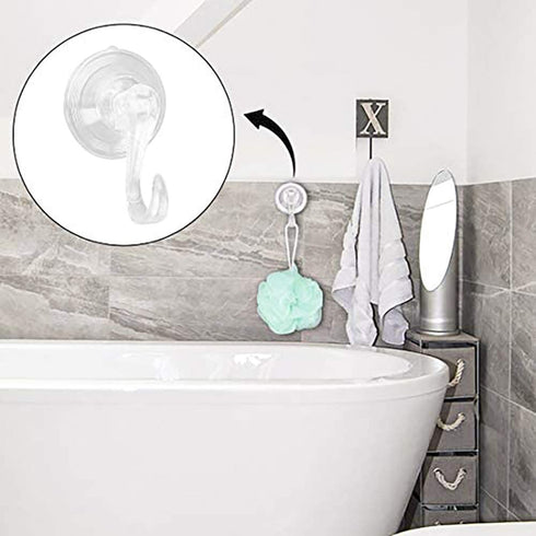 KINMAD 12Pcs Suction Cup Hooks 13lb(Max) Movable Vacuum Suction Hooks for Bathroom, Reusable Heavy Duty Vacuum Suction Hanger for Kitchen, Glass Door, Mirror, Tile, Towel, Clear