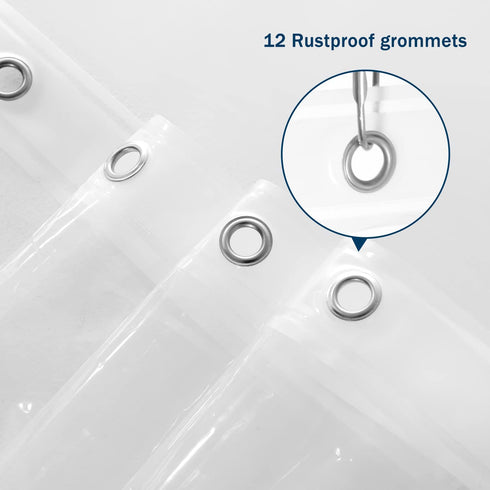 downluxe Clear Shower Curtain Liner 72x72 - PEVA 8 Gauge Duty Weight,with Grommets Holes
