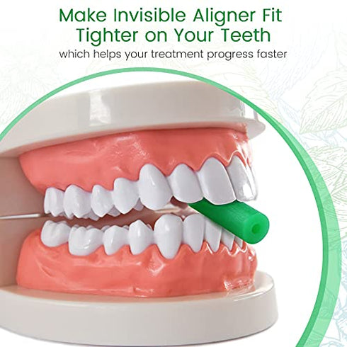 Aligner Chewies for Invisalign Aligners Mint Scented (20 Pcs Green) and Aligner Removal Tool (2 Pcs Pink)