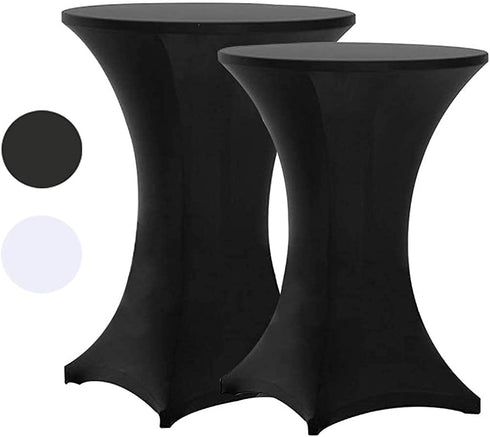 Tina 24x43 Cocktail Spandex Stretch Square Corners Tablecloth (24x43, 2pc Black)