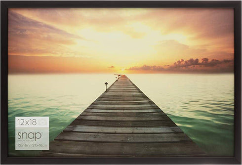 Snap 10FW1569E Solid Wood Wall Poster Picture Frame, 12" x 18", Black