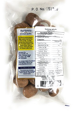 Rani Nutmeg (Jaiphul) Whole Spice, 21-23 Pieces, 3.5oz (100g) ~ All Natural | Vegan | Gluten Friendly | NON-GMO | Indian Origin