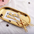 8Pcs 4.9 Inch Flower Stainless Steel Friut Forks Small Pickle Forks Dessert Cake Forks Salad Bistro Cocktail Fork Two Prong Dinner Appetizer Fork For Banquet Party Seafood Cocktail (Gold)