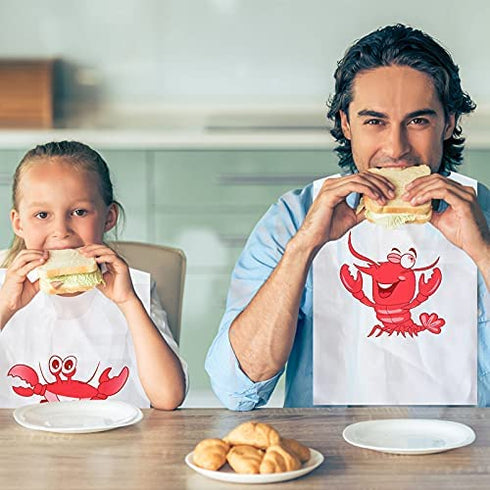Geyoga 30 Piece lobster Bibs 23 Inch Crawfish Boil Party Supplies Crab Plastic Seafood Funny Bibs for Adult Size