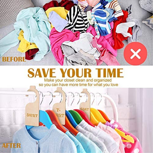 Blank Clothing Rack Divider Wooden Closet Size Divider Baby Closet Blank Organizers Hanger separators Hanging Closet Dividers with Marker Pen for Home Nursery Baby Clothes (15 Pieces)