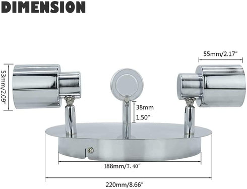 DLLT Modern 3-Light Multi-Directional Ceiling Fixture, Adjustable Round Track Lighting Kits, GU10 LED Bulb Flush Mount Ceiling Spot Light for Kitchen Hallway Bedroom, Warm White, Polished Chrome