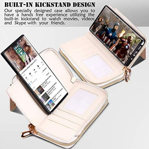 ELV Wallet Purse Case Designed for Samsung Galaxy Note 10 Case PU Leather Folio Flip Case with Credit Card Slots, Detachable Case and Back Stand