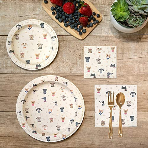Paper Lunch Napkins by Studio Oh! - Doggone Cute - Pack of 40 - Full-Color Art - 3-Ply Strong & Durable, Easy Cleanup - for Everyday & All Occasions