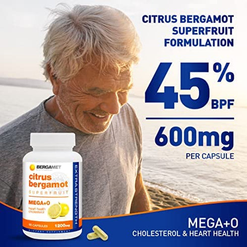 Citrus Bergamot - 1200mg, 80% Polyphenols - Citrus Bergamot Supplement for Healthy Cholesterol - Supports Heart & Cardiovascular Health - Cholesterol Supplements - Bergamot Capsules - USA - 60 Caps