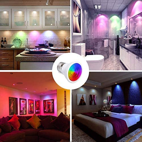 ILC LED Light Bulbs 40 Watt Equivalent Color Changing E26 Screw 45°, 12 Colors Dimmable Warm White 2700K RGB LED Spot Light Bulb with 5W Remote Control,(Pack of 4)