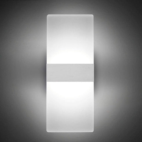 Modern LED Acrylic Wall Sconce 12W Cool White 6000K Up Down Lamp for Bedroom Corridor Stairs Bathroom Indoor Lighting Fixture Lamps Home Room Decor Not Dimmable No Plug(1 Pack)