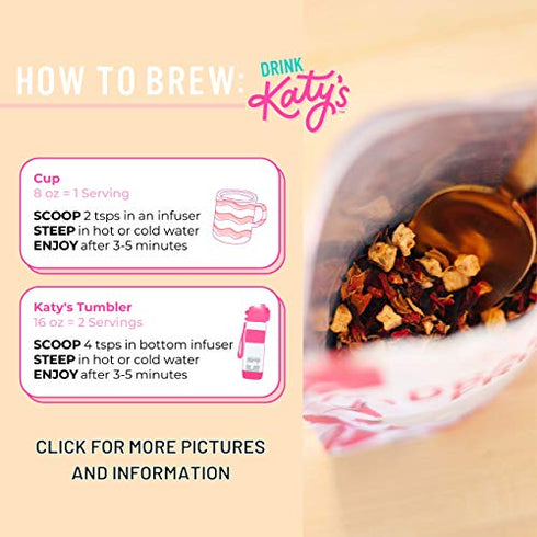 Drink Katy’s Dragonfruit Tea (Brews 30 Cups) Loose Leaf Herbal Pink Fruit Tea - Make Hot or Iced - All-Natural, Vitamins, Antioxidants, Keto, Caffeine Free, Kid Friendly, Handcrafted, Woman Owned