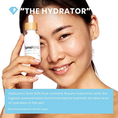 Timeless Skin Care Hyaluronic Acid 100% Pure Serum - 2 oz - Powerful Formula to Rehydrate Skin & Boost Moisture Levels + Relieves Appearance of Skin Tightness - Recommended for All Skin Types