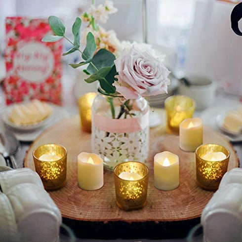 Homemory Rechargeable Flameless Votive Candles with Remote, Battery Operated Tea Lights with Timer, 6 PCS Electric Fake Candle in Warm White (USB Charging Cable Included)