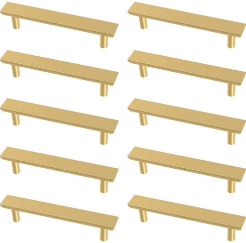 Franklin Brass P40845K-117-C Simple Chamfered Kitchen or Furniture Cabinet Hardware Drawer Handle Pull, 3-3/4-Inch (96mm), Brushed Brass, 10-Pack