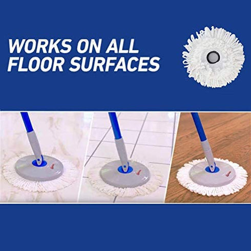 Quickie 2052239 Pad Refill for Compact Flat Spin Mop & Wringing Bucket Floor Cleaning System, Microfiber Mop Head Only, 1-Pack, White