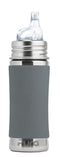 Pura Kiki 11oz/325ml Stainless Steel Sippy Cup Bottle w/ Sleeve, Plastic-Free, MadeSafe Certified, Medical-Grade XL Silicone Sipper Spout Fast Flow Rate for Kids, Toddlers, Babies & Infant - Slate