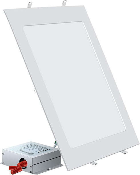 SAYHON 11 inch Ultra-Thin Square Recessed Lighting with Junction Box,24W 6000K Daylight,Non-Dimmable Low Profile Ceiling Light Kit Downlight for Office/Commercial Lighting/Kitchen/Hallway/Home