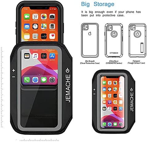 iPhone 14 Pro, 13 Pro, 12 Pro, 11 Pro Armband, JEMACHE Gym Workouts Running Arm Band Case for iPhone X, XS, 11Pro, 12Pro, 13Pro, 14, 14Pro (Black)