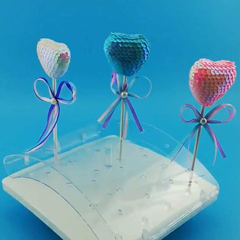 3Pcs 20 Hole Small Acrylic Transparent Lollipop Display Stand Server Decoration Cake Pop Holder Base Shelf Plastic Board Holder Lollipop Dessert Sticks Tower Container,Party Corner Decor,Clear,3.5 MM