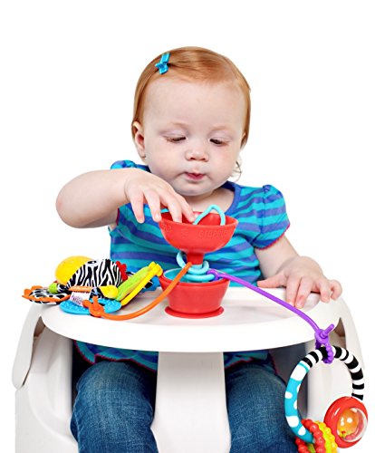 Grapple Suction High Chair Toy Holder | 3 Toy Tethers Keep Toys from Falling | Holds Teethers, Toys, Snack Cups | for Babies 6-12 Months | Perfect for Travel and Restaurants|