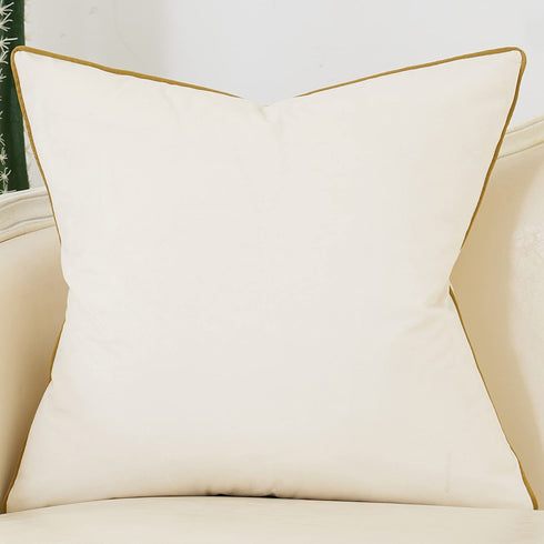 Avigers 20 x 20 Inch White Gold Striped Geometric Lines Embroidery Velvet Cushion Case Luxury Modern Throw Pillow Cover Decorative Pillow for Couch Living Room Bedroom Car 50 x 50cm