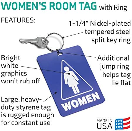 Lucky Line - Women's Restroom Pass Key Tag, Plastic with Split Key Ring Keychain Identifier for Restaurant, Office, Gas Station, 1 Per Pack (53001)