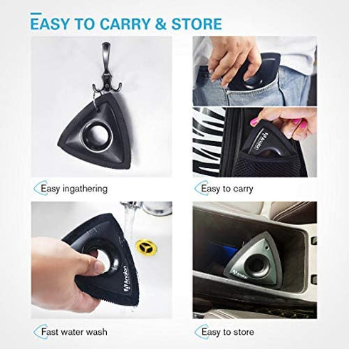 Analan Mini Pet Hair Remover for Car Detailing Supplies, Carpet Dog Hair Remover for Car Interior, Triangle Dog Hair Remover for Auto Detailing, Couch, Furniture, Lint, Carpet(Matte Black)
