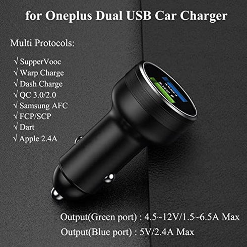 Warp Charge 30W 65W Car Charger Supervooc for Oneplus 10 9 Pro 9R 8T 10T 8 7T Nord 2 N10 N100 Dash Charge Car Fast Charging Oneplus 7 6T 6 5T N200 Red