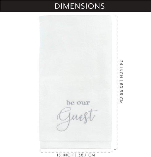 AuldHome Design Guest Towels (Set of 2); Be Our Guest Monogrammed Hand Towels, White with Gray Script
