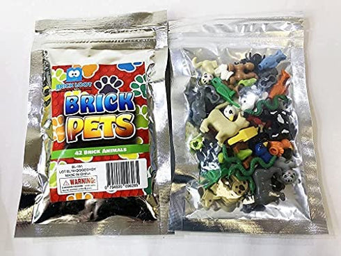 42 Friends Animal Pet Pack, Toy Building Blocks Accessories Fits Lego Minifigures - 100% Compatible - Includes: Dogs Cats Fish Snakes Rabbits Birds Frogs Spiders Owls Mice & More