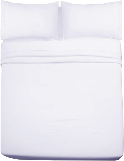 Mejoroom Queen Size Sheet Set,Extra Soft Luxury Brushed Microfiber 1800 Thread Count Percale Sheets with 15-inch Deep Pocket - Breathable Wrinkle Hypoallergenic - 4 Piece (Queen,White)