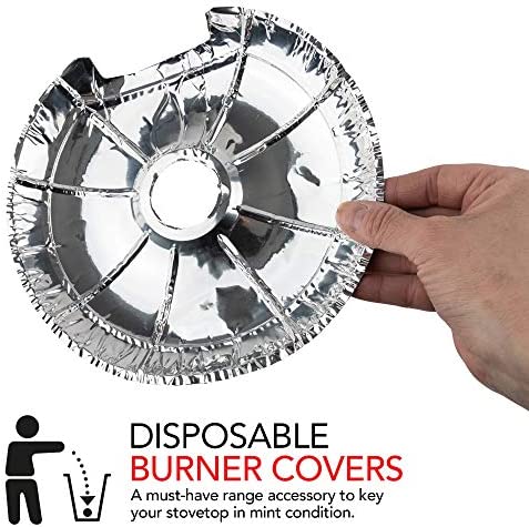 Round Electric Stove Burner Covers (50 Pack) 6 Inch and 8 Inch Disposable Stove Top Aluminum Foil Bib Liners, to Keep Kitchen Range Clean from Oil and Food Drips, Stock Your Home