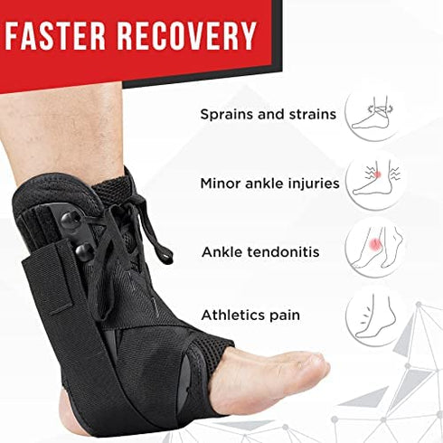 CURECARE Lace Up Ankle Brace for Women, 2022 New Upgraded Ankle Stabilizer Brace with Adjustable Ankle Wrap, Ankle Support for Men, Sprained Ankle, Injury Recovery, Achilles Tendonitis (Small)