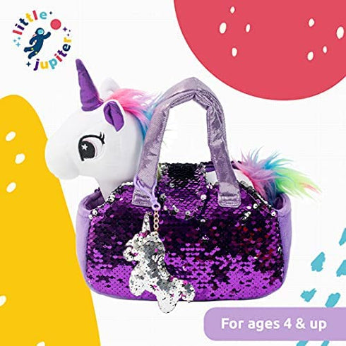 Little Jupiter Plush Pet Set with Purse - Unicorn Toys - Unicorn Stuffed Animal - Unicorn Gift for Girls - Unicorns (White Unicorn) Age 4 - 5 - 6 - 7 yrs