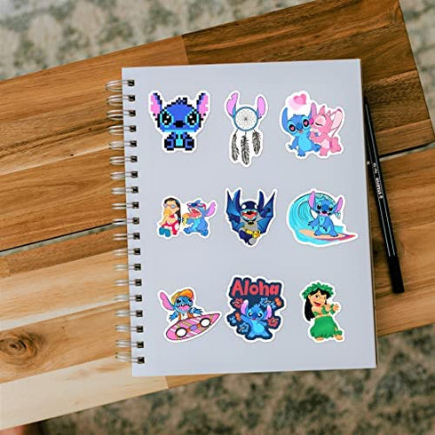 Stitch Caroon Stickers(60pcs) Waterproof Vinyl for Waterbottle Laptop Luggage Car Motorcycle Bicycle Fridge DIY Styling Vinyl Home