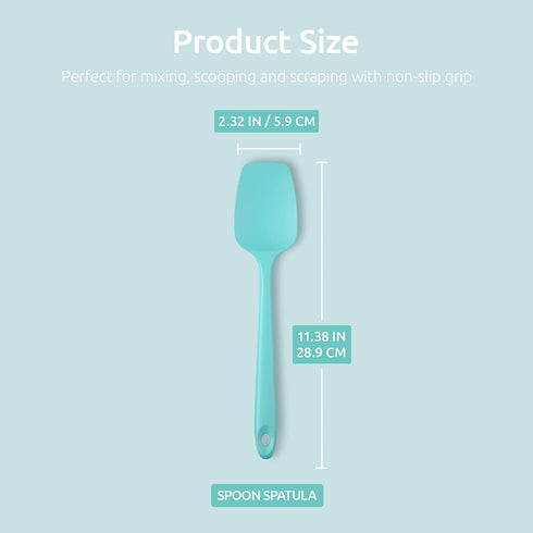 U-Taste Silicone Spoon Spatula Set, 600ºF High Heat Resistant BPA-Free Flexible Rubber Scraper, Cooking Mixing Baking Kitchen Utensils Set of 3 (Aqua Sky)
