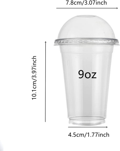 9oz Disposable Clear Plastic Cups with Dome Lids No Hole - (50 Sets) PET Dessert Cups for Kids, for Ice Cream, Parfait,Cupcake€¦