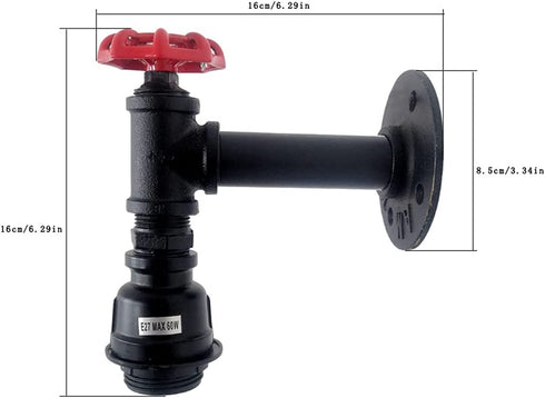 Black Water Pipe Light Fixture,Steampunk Light Fixture,Steampunk Sconce E26 Edison for Industrial Lamp--- Black