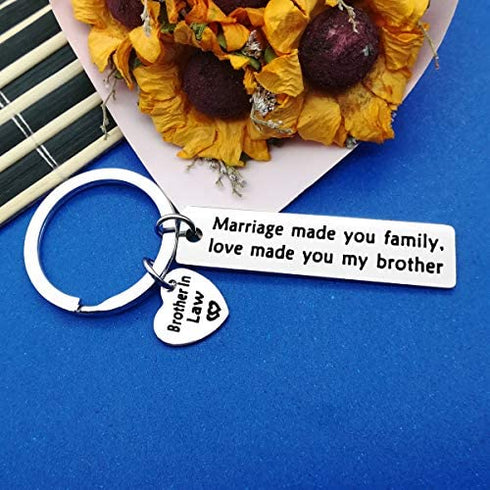 Brother in Law Gift Keychain Marriage Made Us Family Love Made You My Brother Keychain Brother of The Bride keychain Wedding Birthday Christmas Thanksgiving Day Gift for Brother in Law